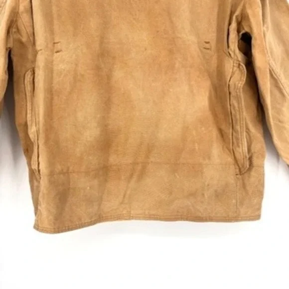 Vintage Sears Field Jacket Canvas Corduroy Collar Button Front Workwear Tan Sz M - Picture 13 of 16